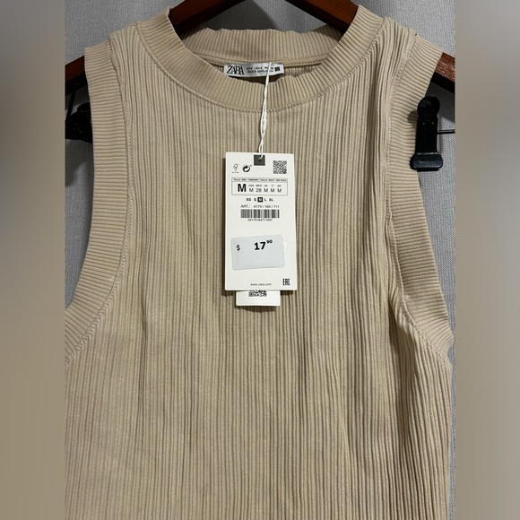 3/$25 Zara crop tank - Tan - High neck BNWT - Picture 3 of 3